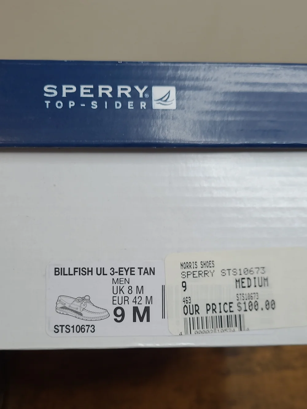 Sperry BILLFISH Tan Leather Boat Shoes Size 9